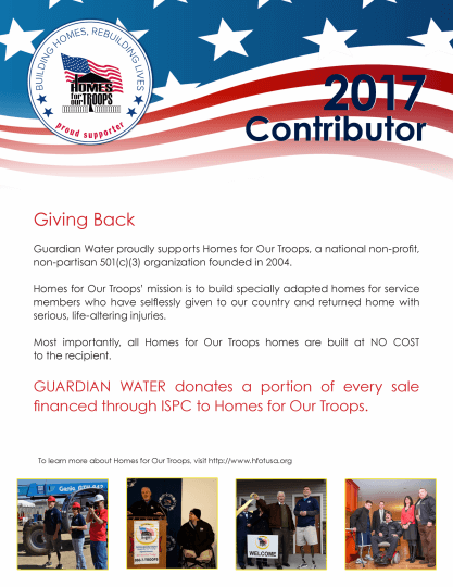 2017 Contributor Guardian Water - Home for our Troops
