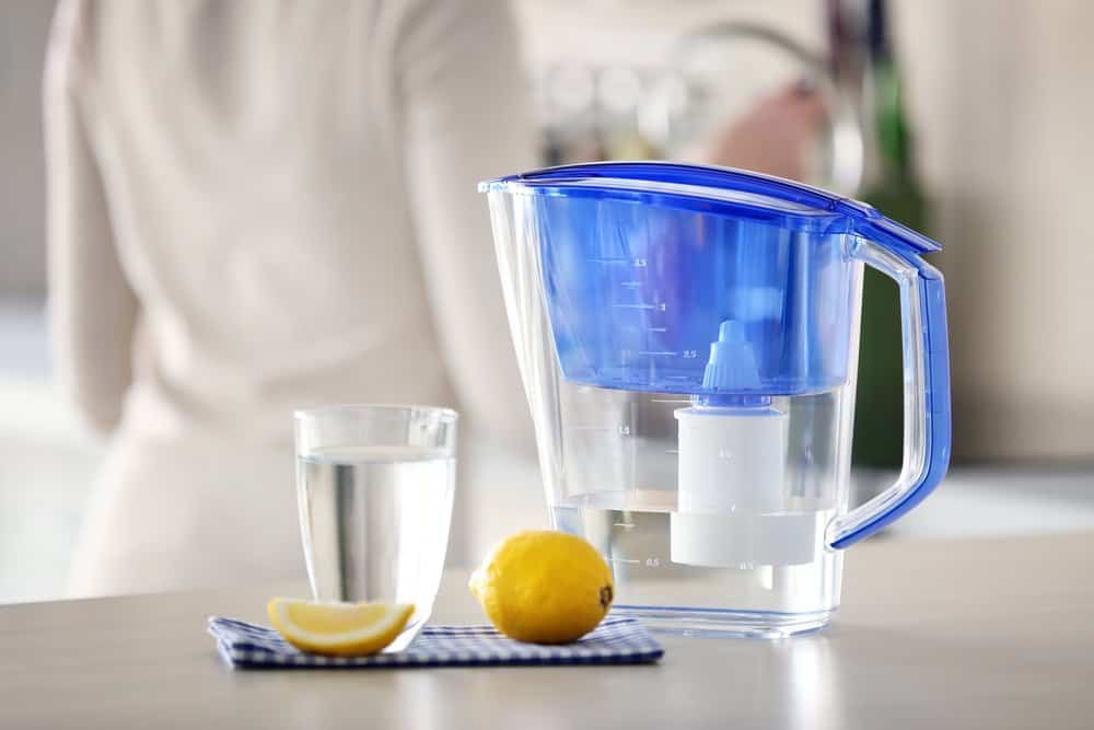 Clean glass of water from carbon water filtration system