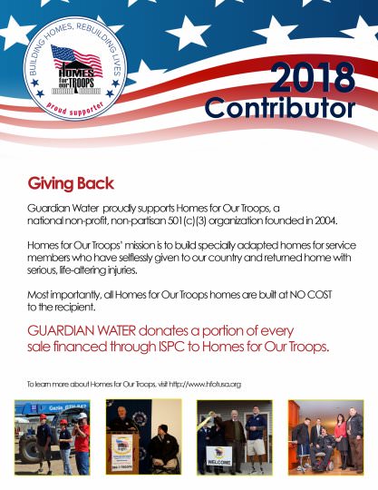 2018 Contributor Guardian Water - Home for our Troops