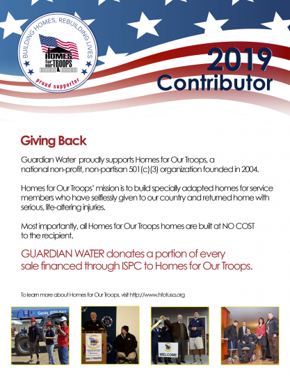 2019 Contributor Guardian Water - Home for our Troops